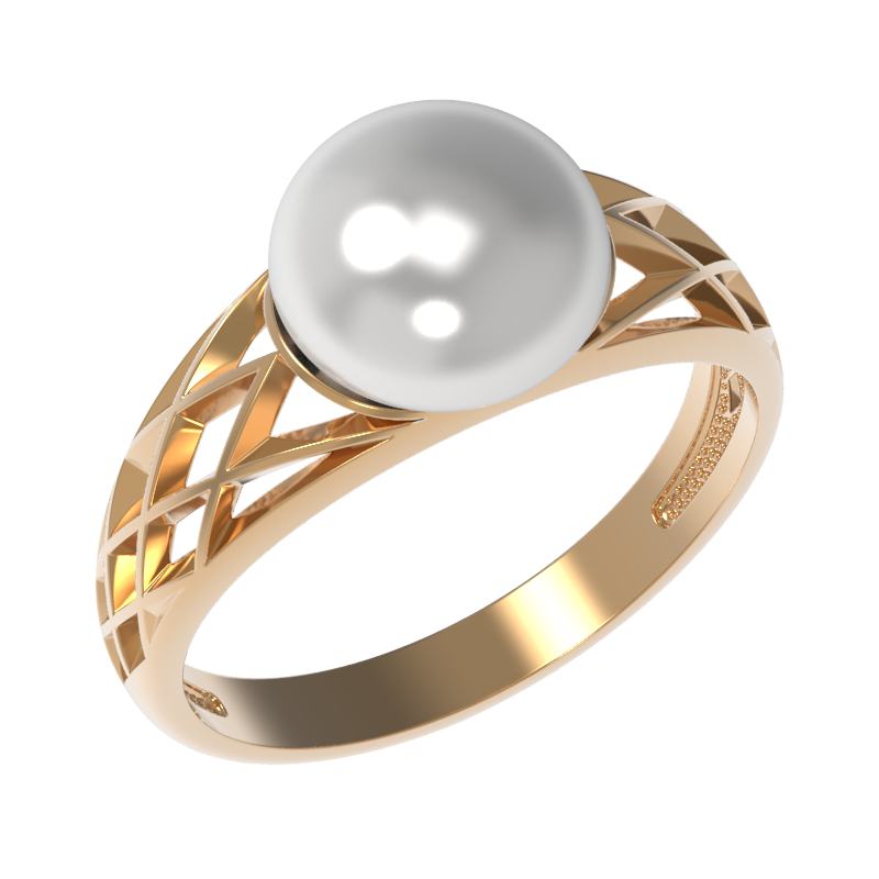 Кольцо из золота с камнем Жемчуг фото, цены