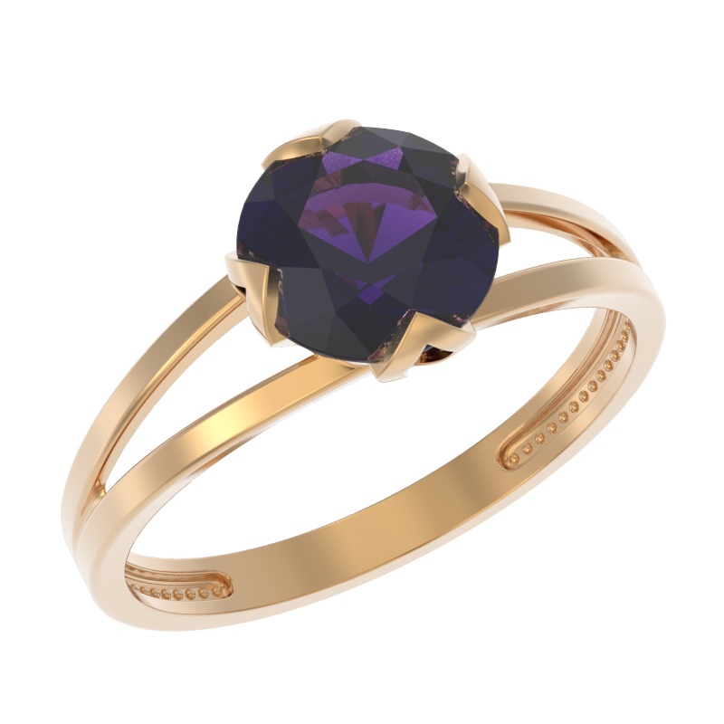 Кольцо из золота с камнем аметист фото, цены