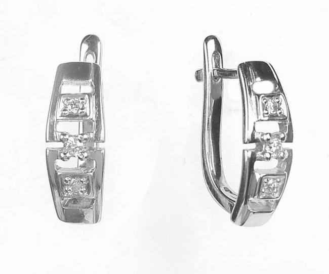 Серьги из серебра с камнем Фианит фото, цены