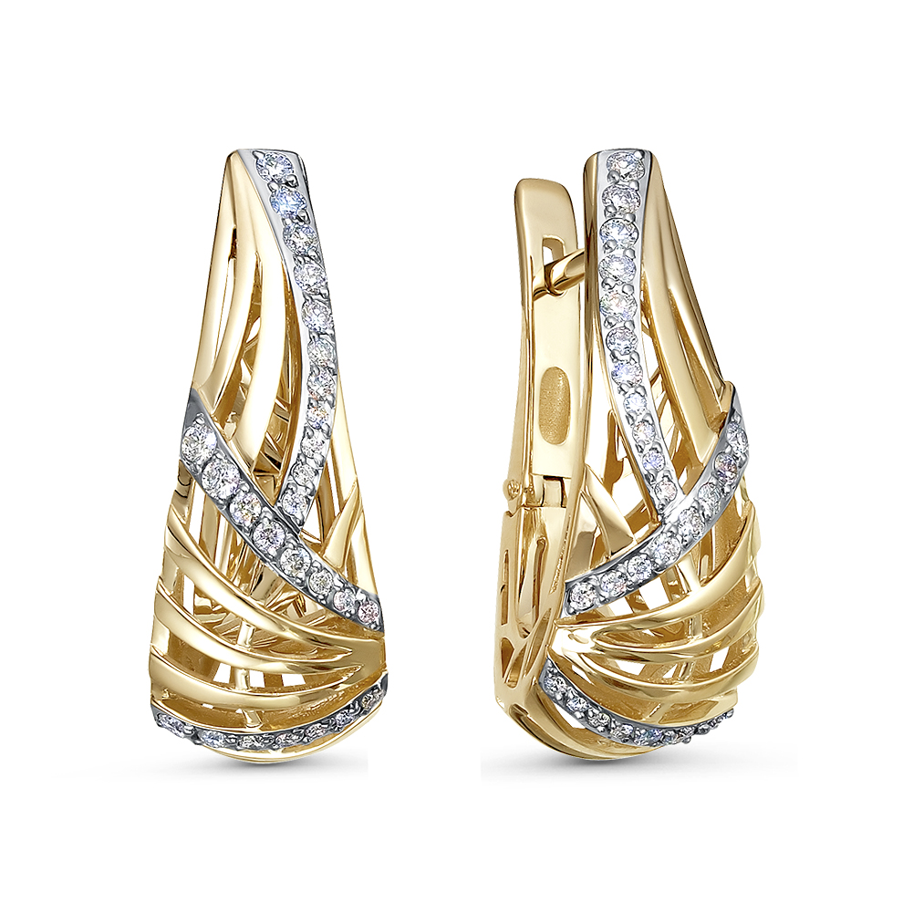 Серьги из золота с камнем Бриллиант фото, цены