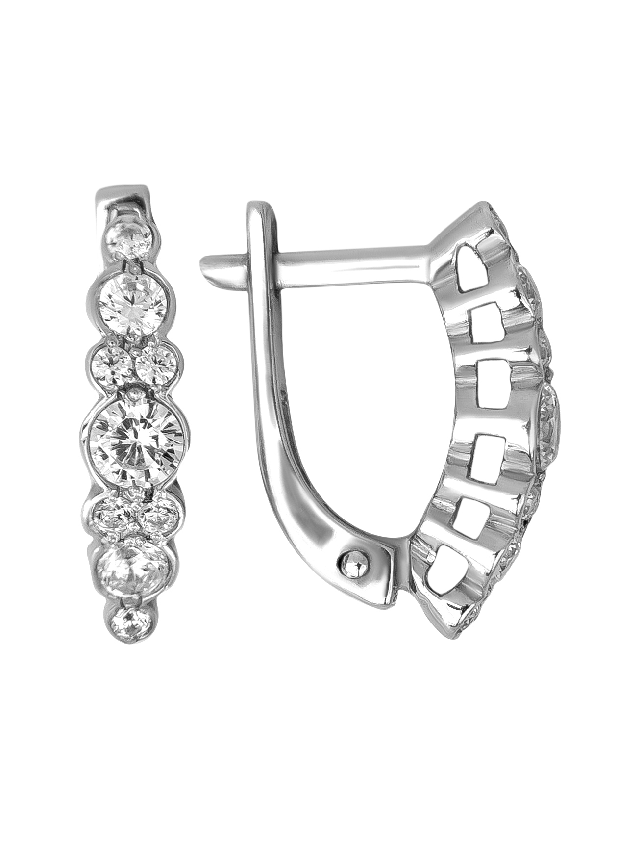 Серьги из серебра с камнем Фианит фото, цены