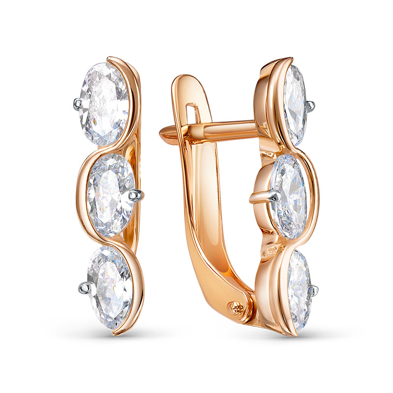 Серьги из золота с камнем Фианит фото, цены