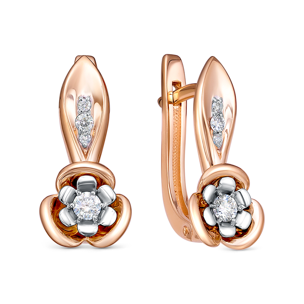 Серьги из золота с камнем Бриллиант фото, цены