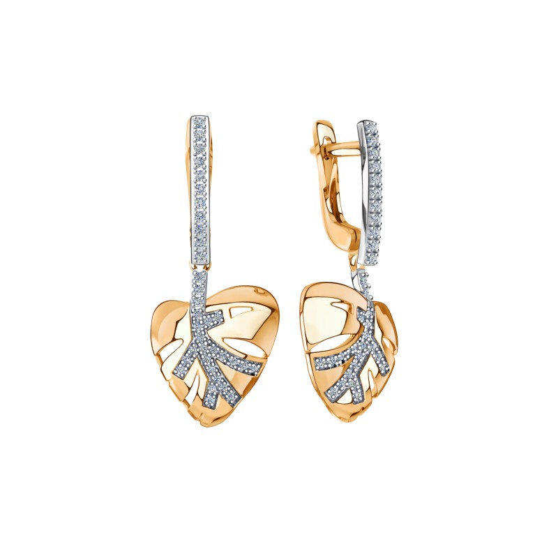 Серьги из золота с камнем Фианит фото, цены