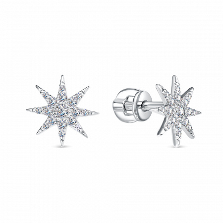 Пуссеты из серебра с камнем Фианит фото, цены