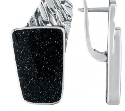 Серьги из серебра с камнем Авантюрин иск. фото, цены