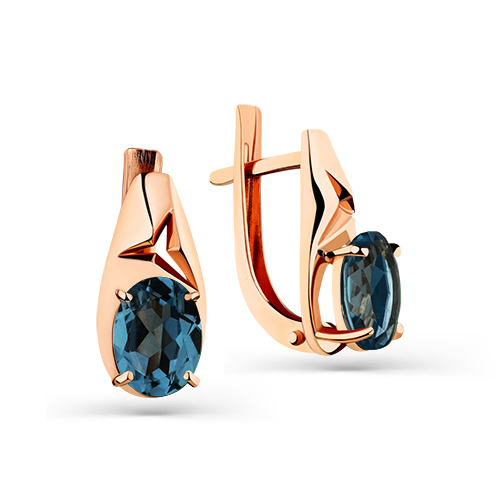 Серьги из золота с камнем Лондон топаз фото, цены