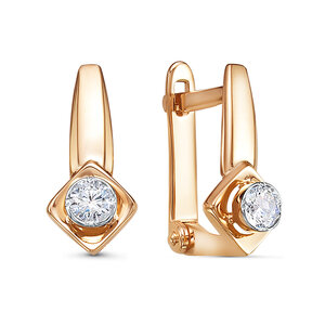 Серьги из золота с камнем Фианит фото, цены