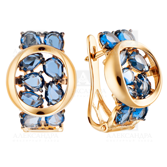 Серьги из золота с камнем Гранат фото, цены