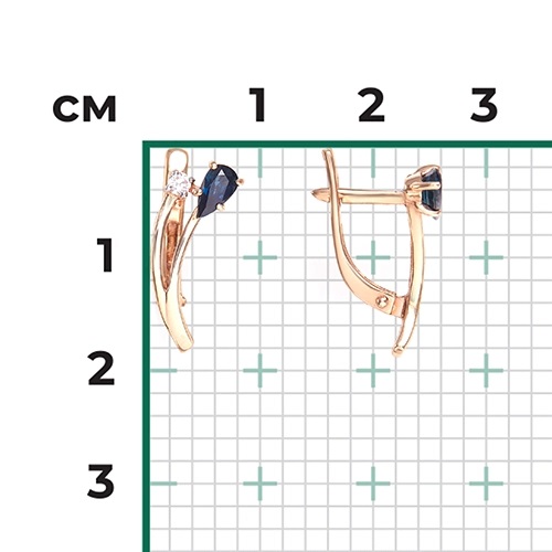 Серьги из золота с камнем Бриллиант, Сапфир фото, цены