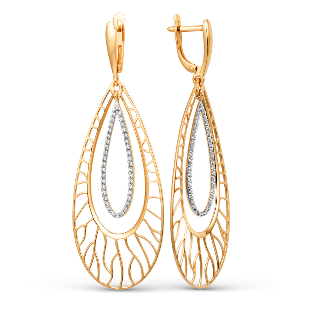 Серьги из золота с камнем Фианит фото, цены