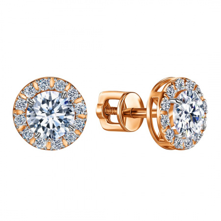 Пуссеты из золота с камнем Фианит фото, цены