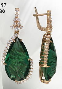 Серьги из серебра с камнем Фианит, Кварц фото, цены