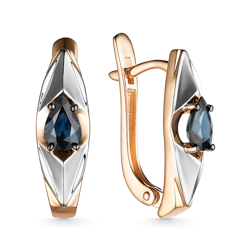 Серьги из золота с камнем Сапфир фото, цены