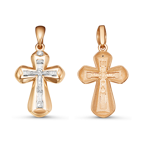 Крест из золота с камнем Фианит фото, цены