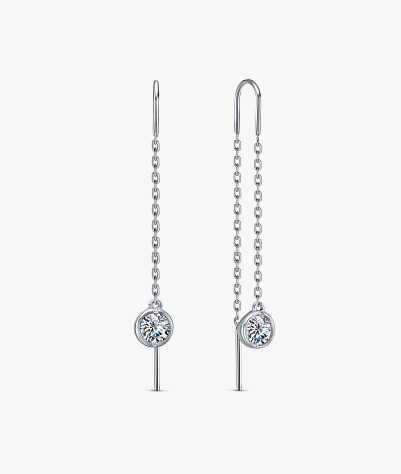 Серьги из серебра с камнем Фианит фото, цены