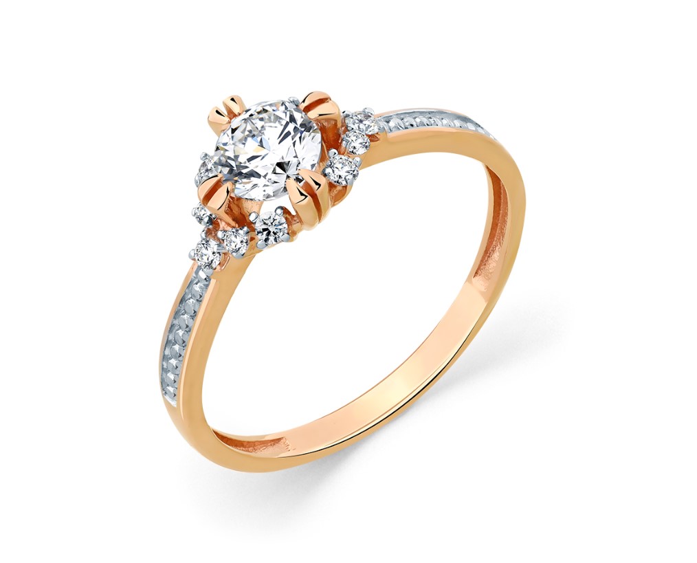 Кольцо из золота с камнем Фианит фото, цены