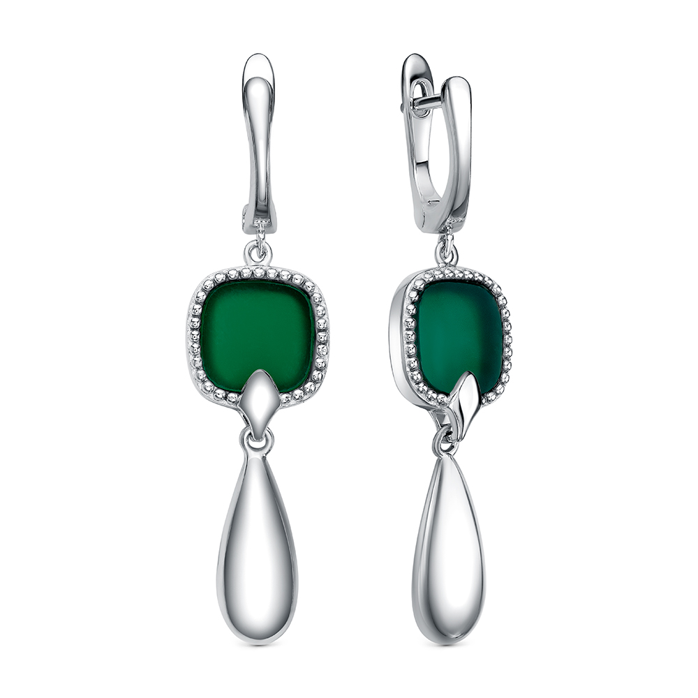 Серьги из серебра с камнем Агат фото, цены