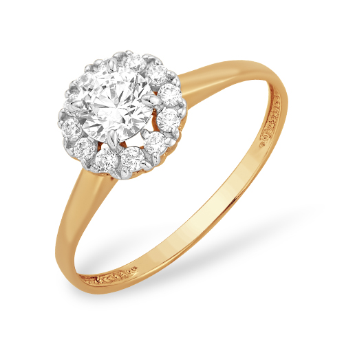 Кольцо из золота с камнем Фианит фото, цены