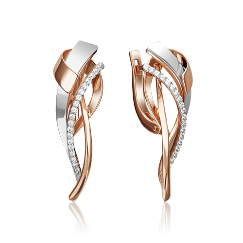 Серьги из золота с камнем Фианит фото, цены