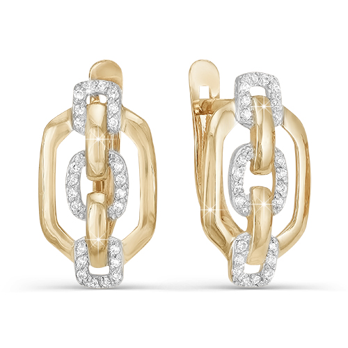 Серьги из золота с камнем Фианит фото, цены