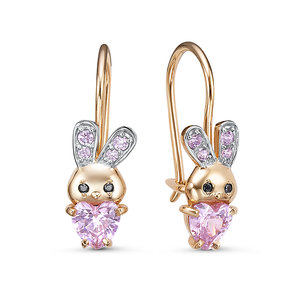 Серьги из золота с камнем Фианит фото, цены