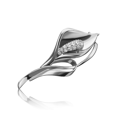 Брошь из золота с камнем Фианит фото, цены