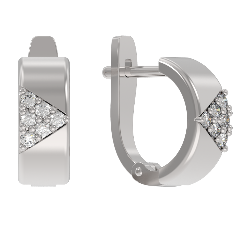 Серьги из серебра с камнем Фианит фото, цены