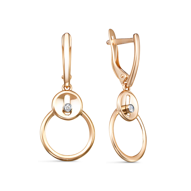 Серьги из золота с камнем Фианит фото, цены