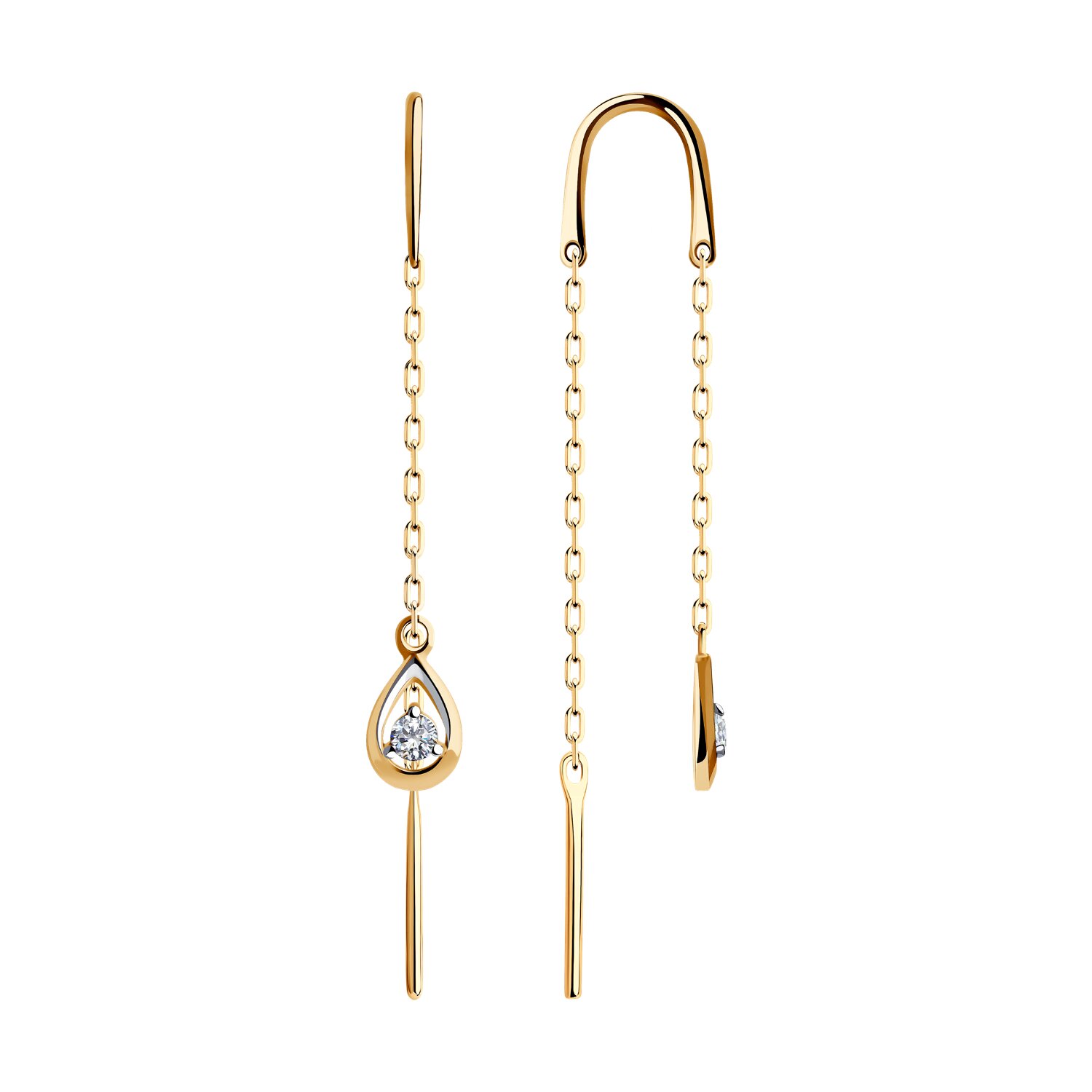 Продевки из золота с камнем Фианит фото, цены