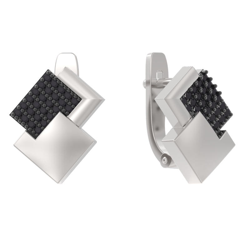 Серьги из серебра с камнем Шпинель фото, цены