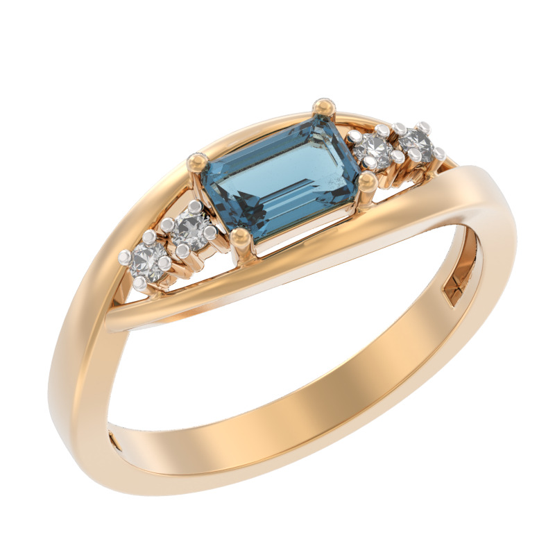 Кольцо из золота с камнем Топаз, Фианит фото, цены