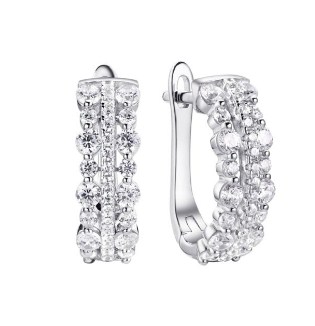 Серьги из серебра с камнем Фианит фото, цены