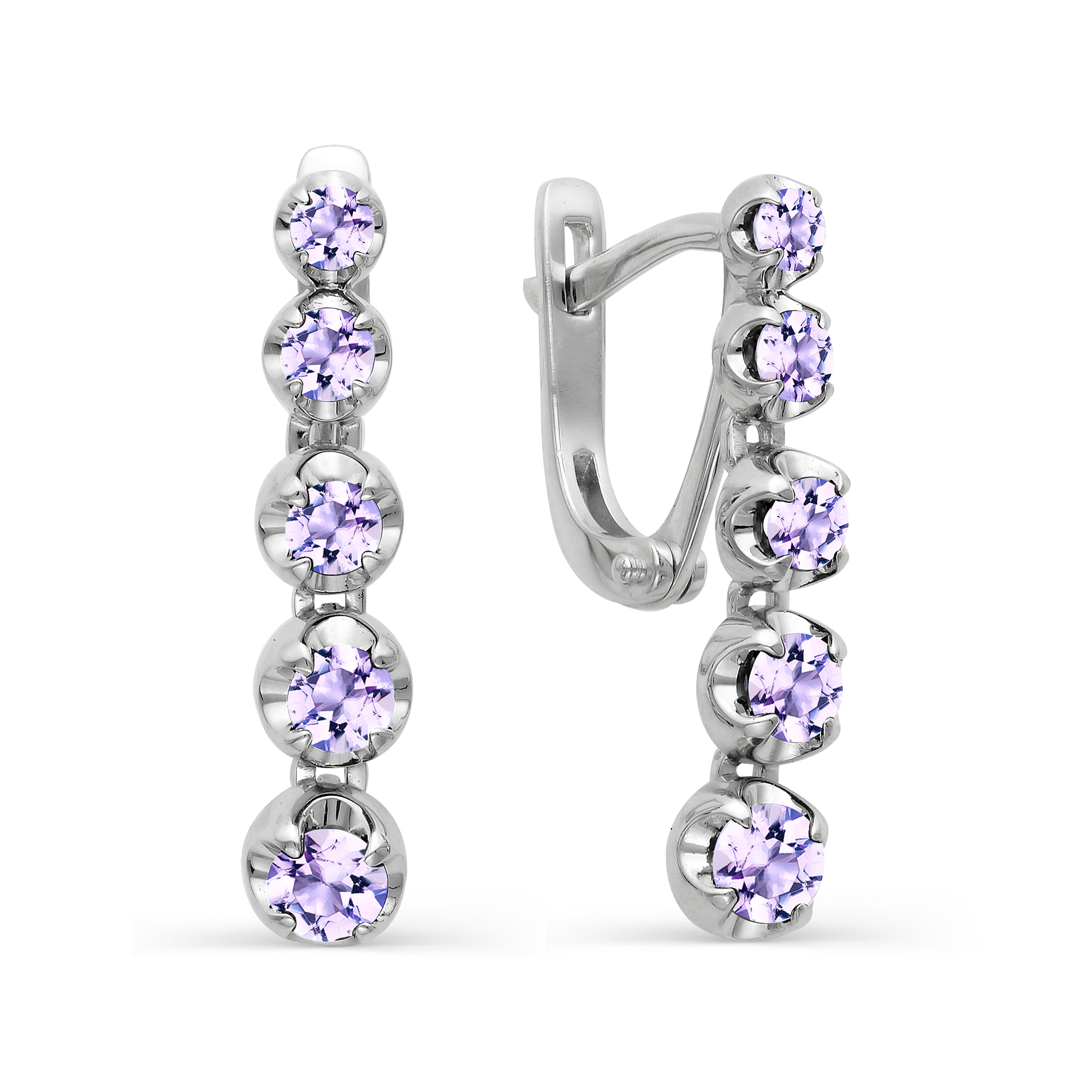 Серьги из золота с камнем Танзанит фото, цены