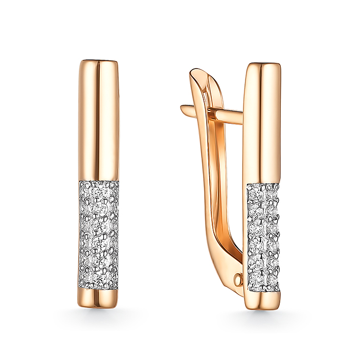 Серьги из золота с камнем Фианит фото, цены