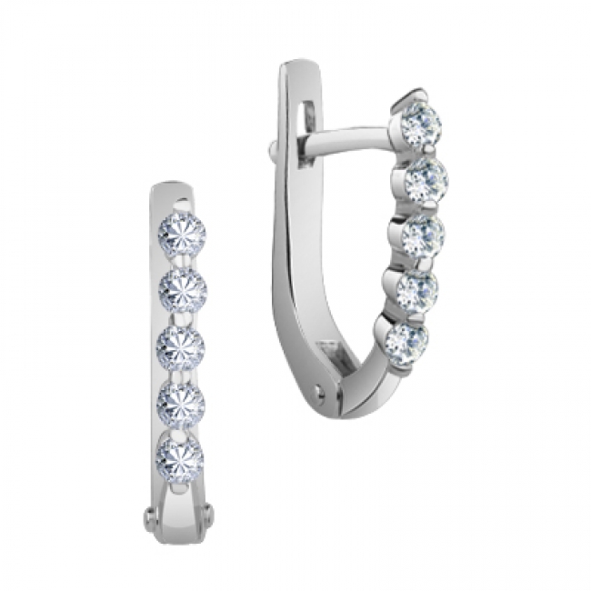 Серьги из серебра с камнем Фианит фото, цены