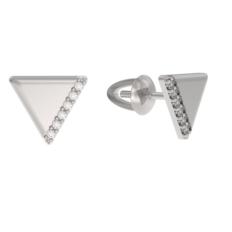 Пуссеты из серебра с камнем Фианит фото, цены