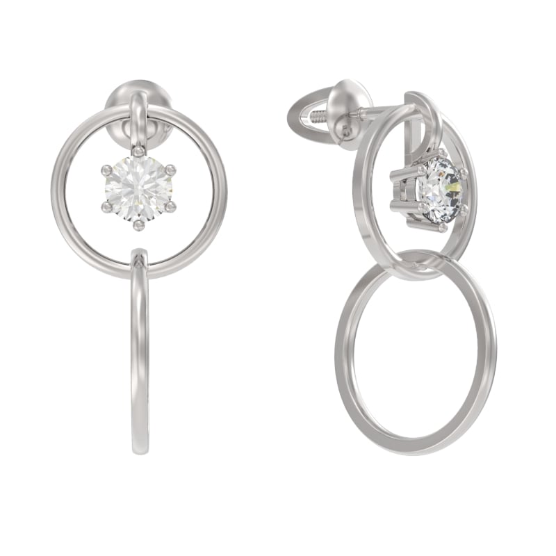 Пуссеты из серебра с камнем Фианит фото, цены