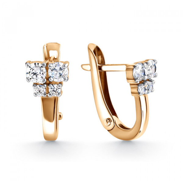 Серьги из золота с камнем Фианит фото, цены