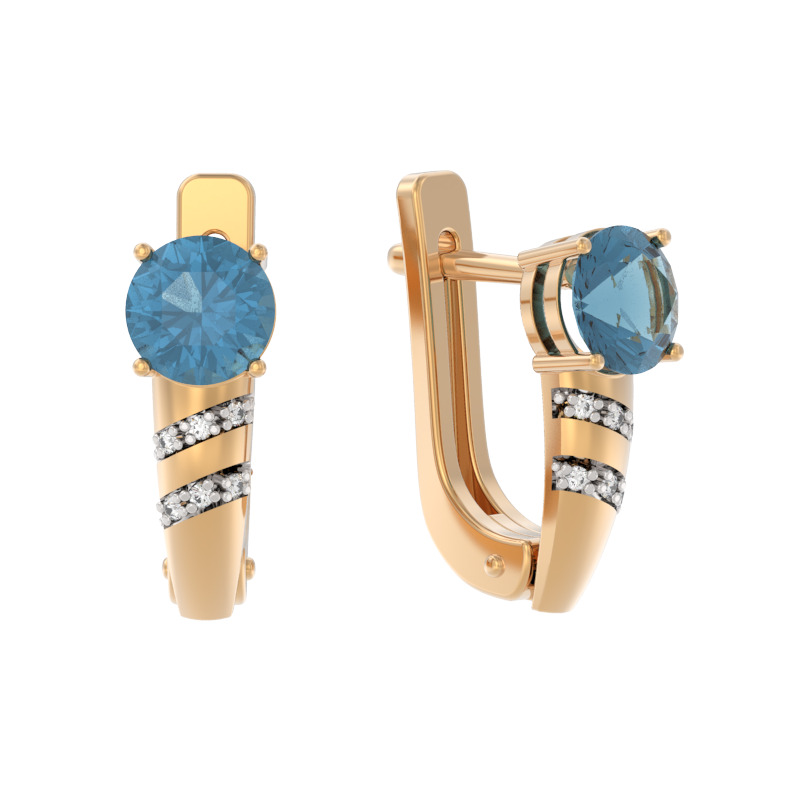 Серьги из золота с камнем аметист, Фианит фото, цены