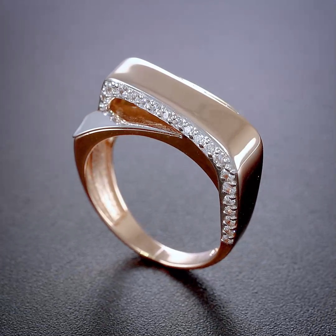 Кольцо из золота с камнем Фианит фото, цены