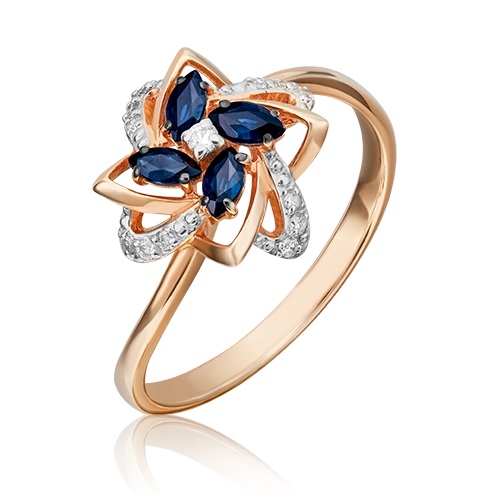 Кольцо из золота с камнем Бриллиант, Сапфир фото, цены