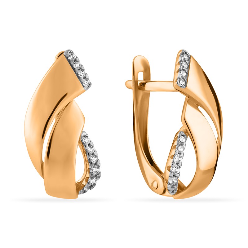 Серьги из золота с камнем Фианит фото, цены