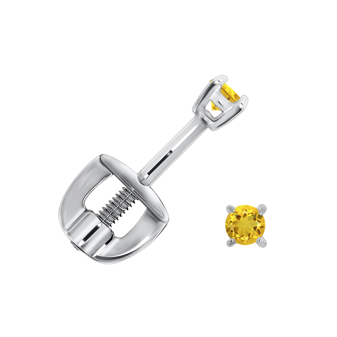 Пуссеты из серебра с камнем Цитрин фото, цены