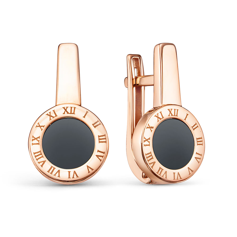 Серьги из золота с камнем Оникс фото, цены