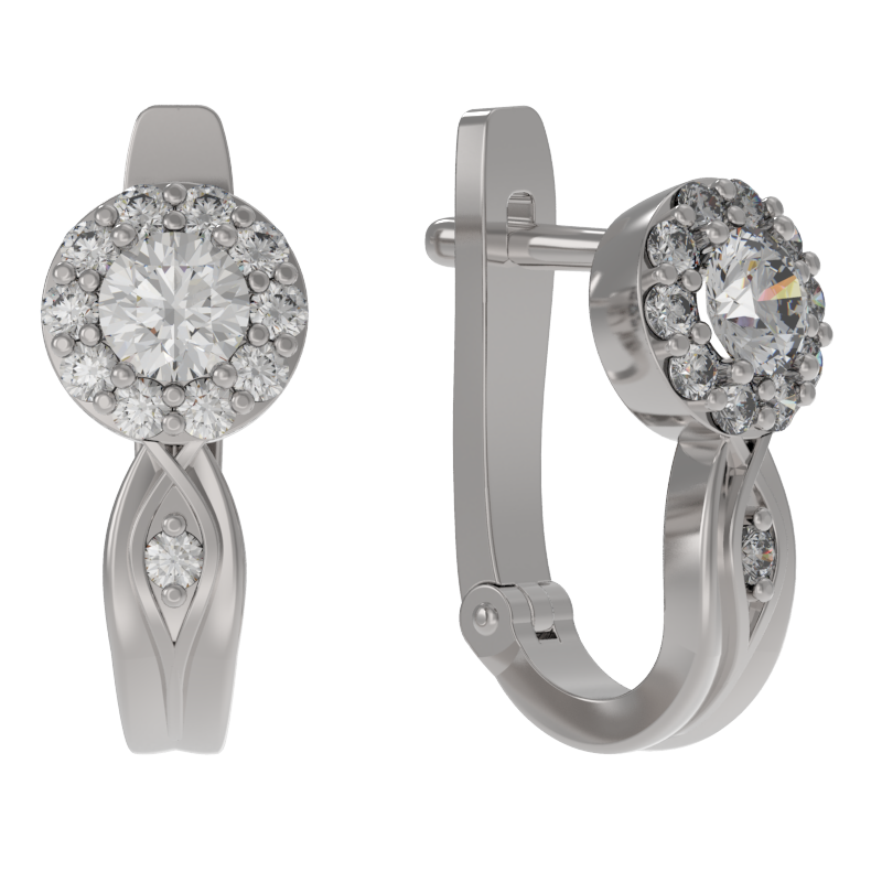 Серьги из серебра с камнем Фианит фото, цены