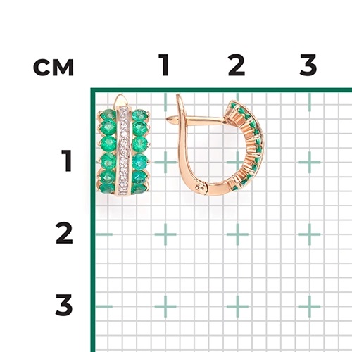 Серьги из золота с камнем Бриллиант, Изумруд фото, цены