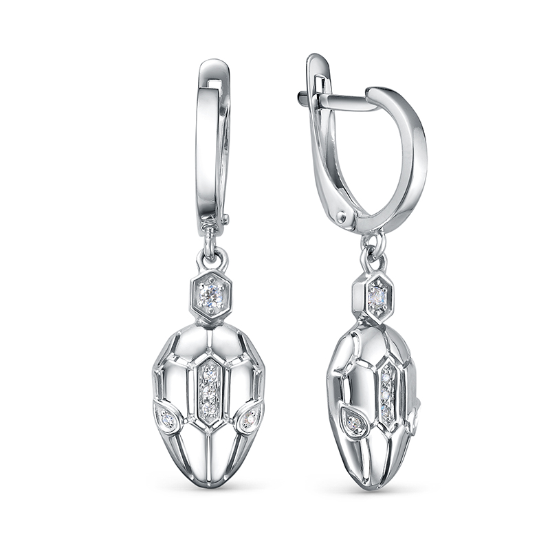 Серьги из серебра с камнем Фианит фото, цены