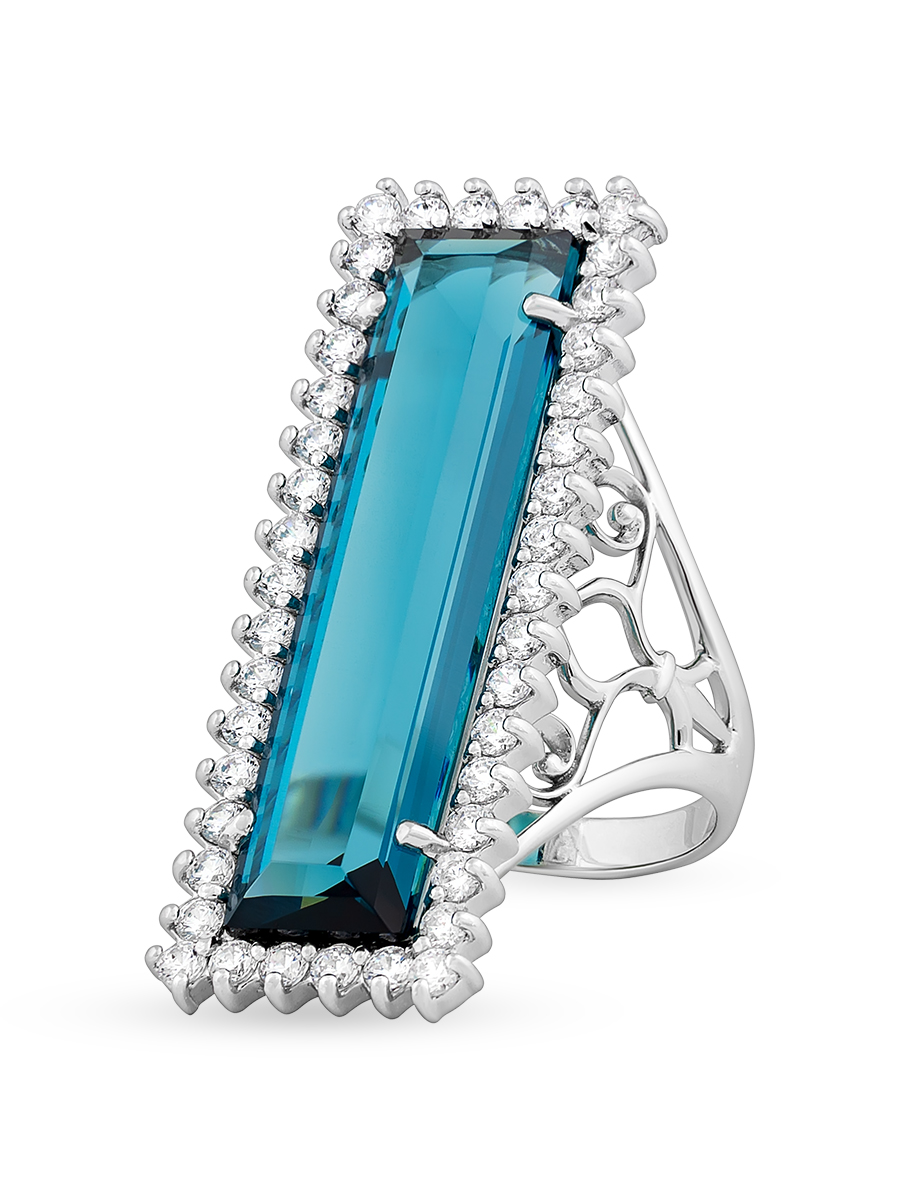 Кольцо из серебра с камнем Фианит, Кварц фото, цены