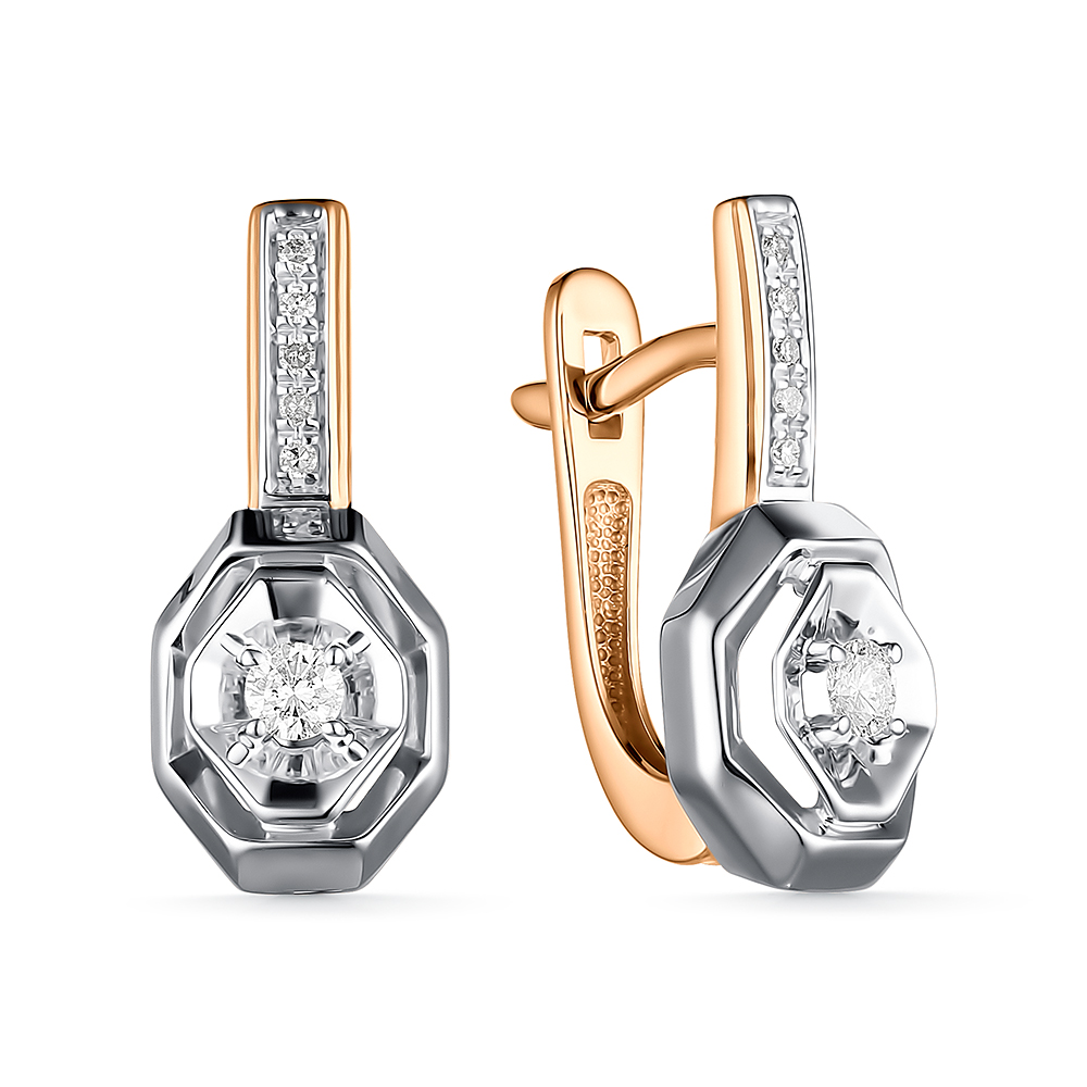 Серьги из золота с камнем Бриллиант фото, цены